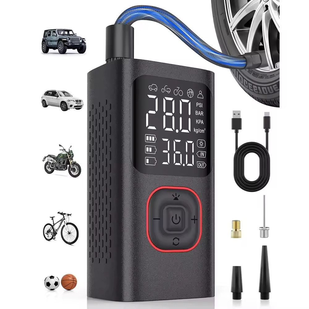 Portable Wireless Intelligent Digital Display Tire Inflator Pump Multi-Function LED Emergency Light Car Inflator Pump