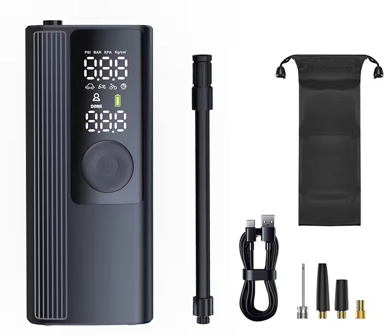 80W High Power USB Type-C LED Tire Inflator Pump 150PSI Smart Fill-Stop with Emergency Light