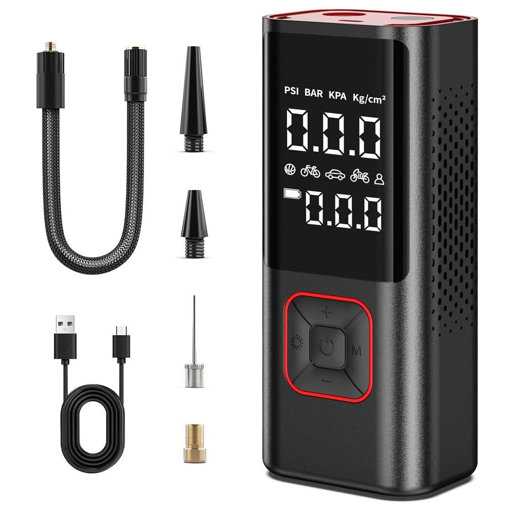 Portable Dual Digital Display Wireless Tire Inflator Large Capacity Lithium Battery Customizable ABS for Bike Motorcycle Ball