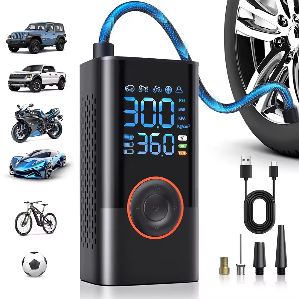 Wireless Car Inflator Pump Electric Intelligent Portable Off-road Car Bike Tire Inflator Pump Lighting Power Function